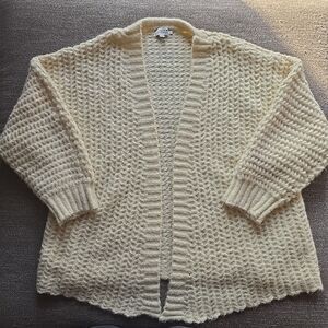 Molly Bracken Chunky Knit  Open Cardigan Large Boho Cozy Fisherman Soft